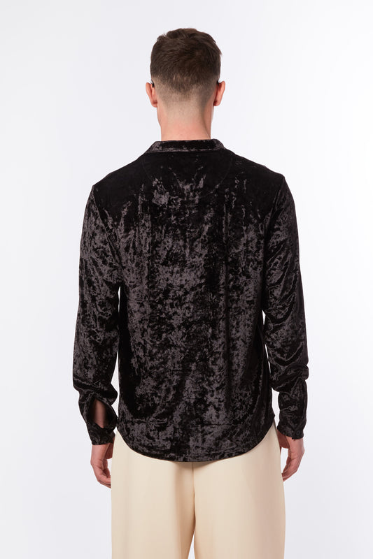 Chemise Noir en velours glacé