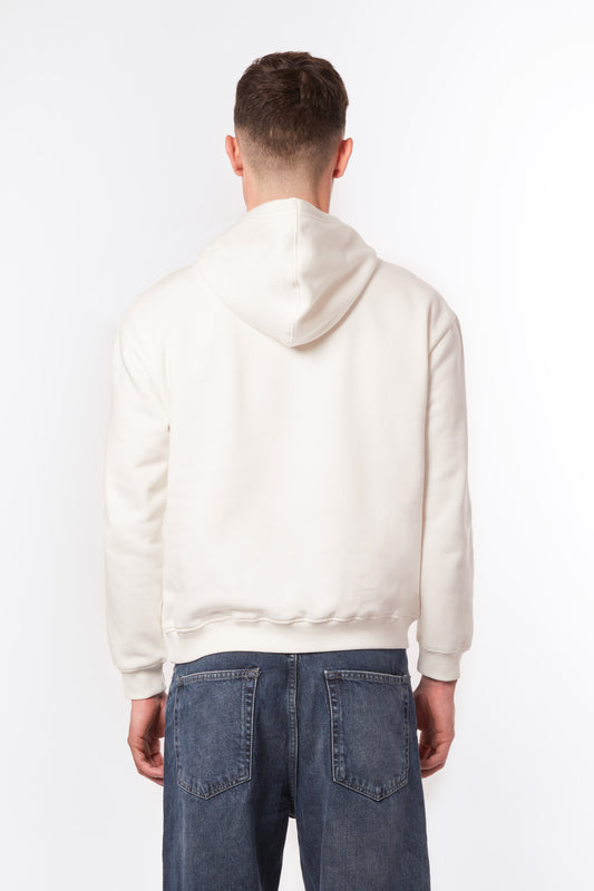 Forburi ecru men’s hoodie – premium neutral beige cotton hoodie with minimalist design, ideal for casual summer layering with Parisian and Riviera vibes (hoodie homme beige clair, style minimaliste, mode décontractée).