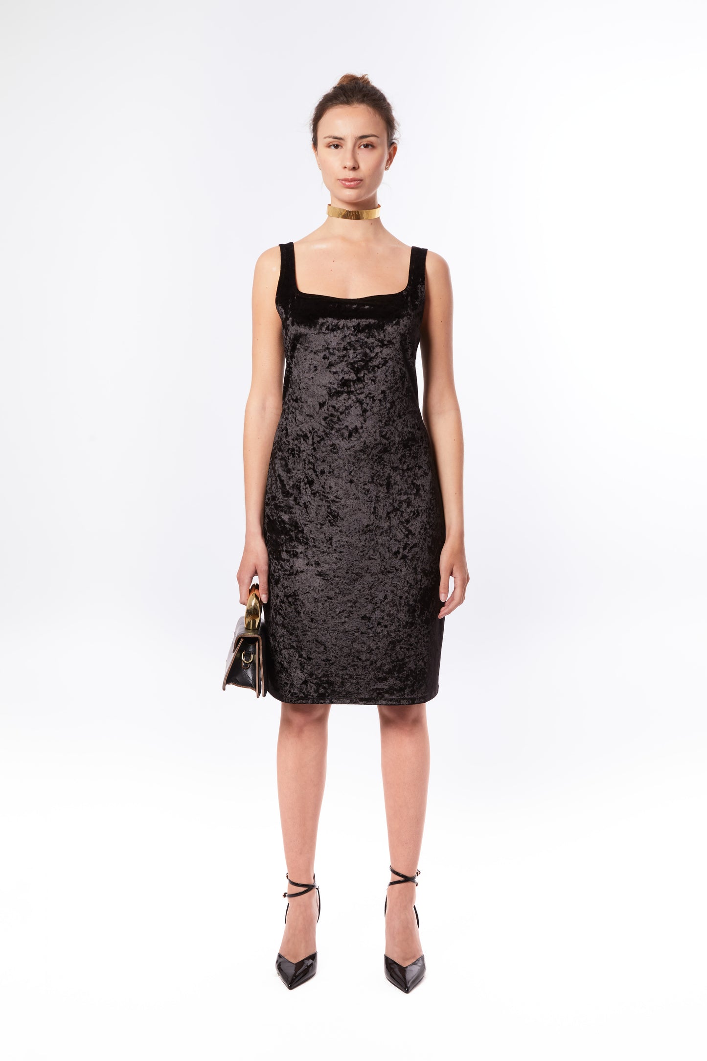 Robe midi en velours