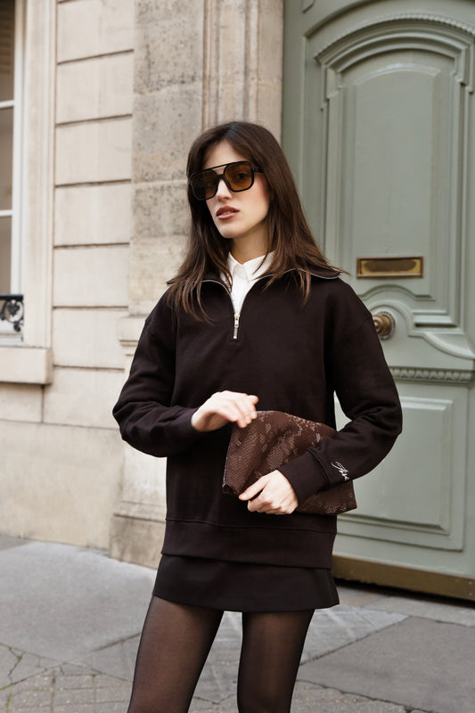 Sweatshirt Brown zipper