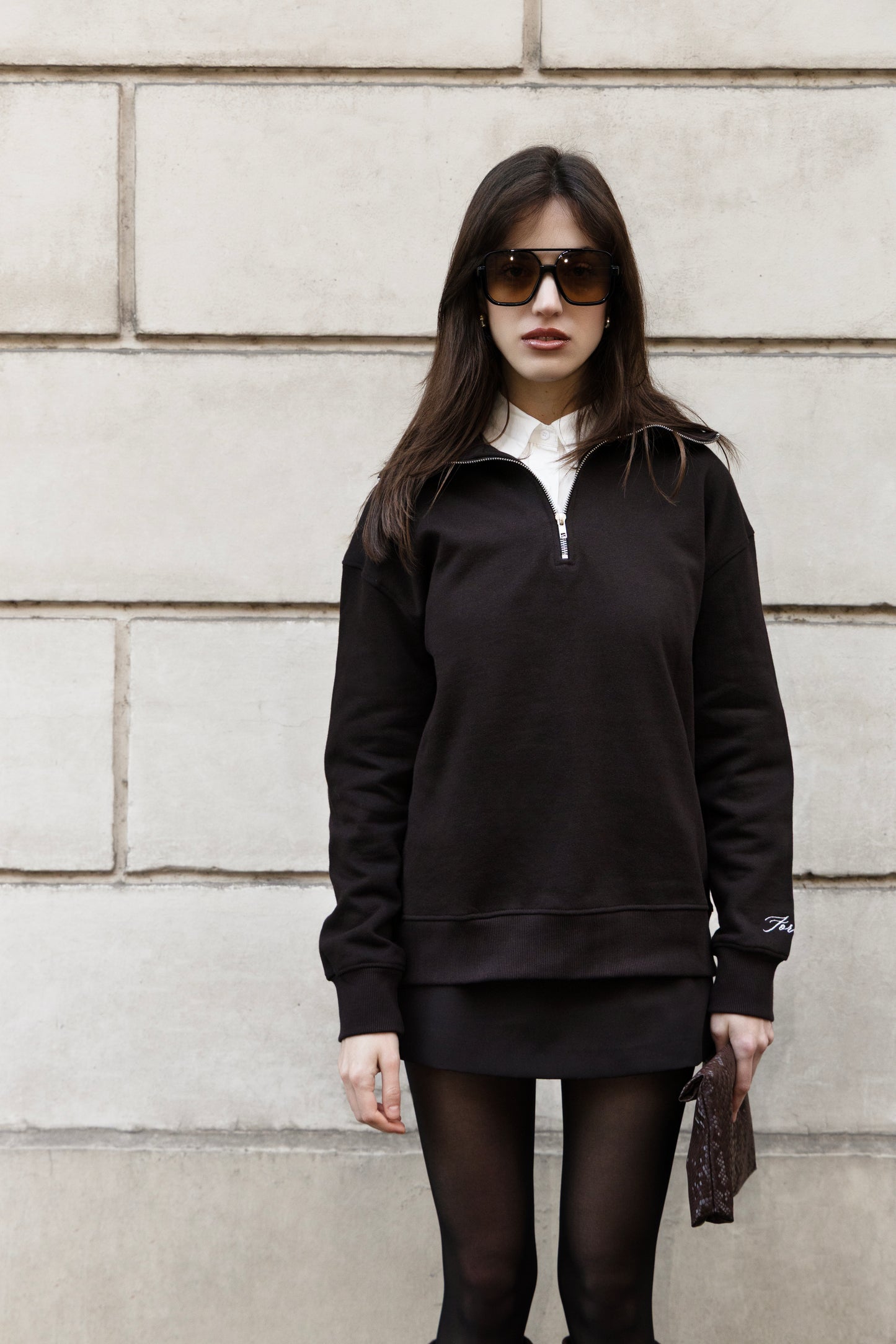 Sweatshirt Brown zipper