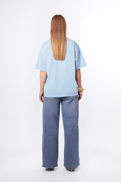 T-shirt chenille bleu lagon