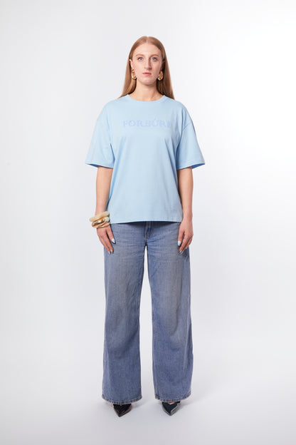 T-shirt chenille bleu lagon