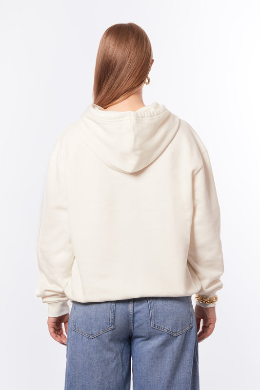 Sweat à capuche écru Ivory Drift