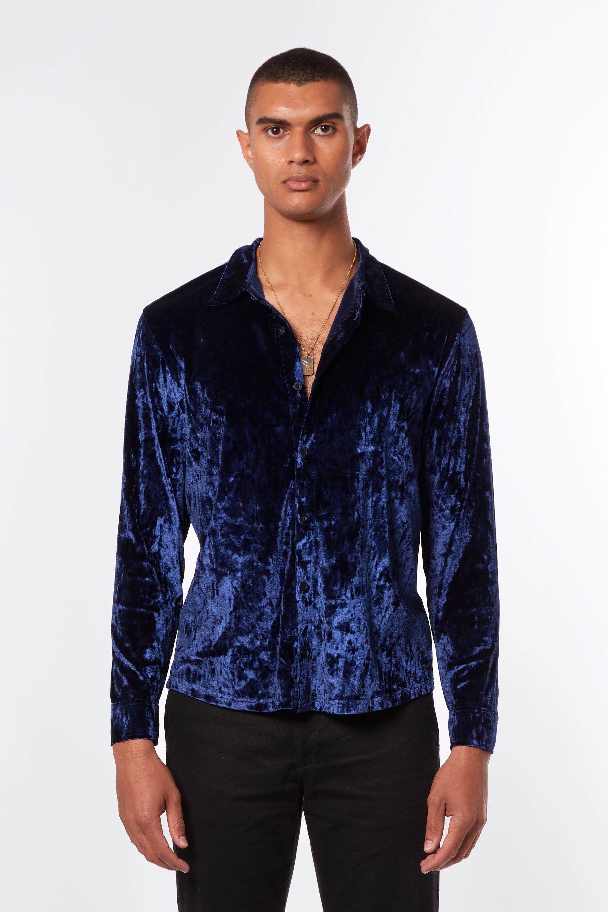 blue velvet dress shirt Royal Blue Alligator Velvet Shirt